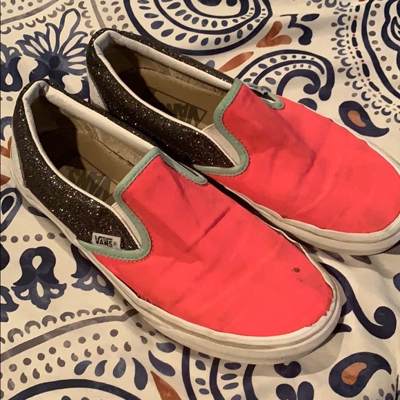glitter vans womens slip ons